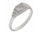 Chrysler art deco style round brilliant cut diamond engagement ring