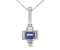 Art deco emerald cut blue sapphire and baguette diamond pendant