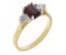 Olivia emerald cut ruby and round diamond trilogy ring