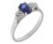 Olivia oval shape blue sapphire and round brilliant cut diamond trilogy ring