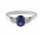 Olivia oval shape blue sapphire and round brilliant cut diamond trilogy ring
