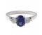 Olivia oval shape blue sapphire and round brilliant cut diamond trilogy ring
