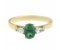 Olivia oval shape emerald and pear cut diamond trilogy ring