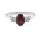 Rosaline oval shape ruby and round brilliant cut diamond trilogy ring