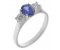 Rosaline oval shape blue sapphire and round brilliant cut diamond trilogy ring