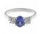 Rosaline oval shape blue sapphire and round brilliant cut diamond trilogy ring