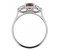 Rosaline oval shape ruby and round brilliant cut diamond trilogy ring