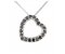 Angled heart shape round black diamond set pendant