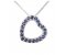Angled heart shape round blue sapphire set pendant