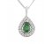 Pear shape emerald and round brilliant cut diamond halo pendant