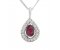 Pear shape ruby and round brilliant cut diamond halo pendant