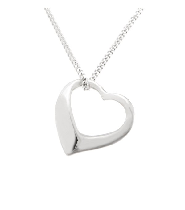 Angled heart shape delicate plain pendant