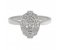 Art deco fan style oval shape diamond halo cluster ring top view