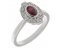 Art deco fan style oval shape ruby and diamond halo cluster ring main image
