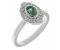 Art deco fan style oval shape emerald and diamond halo cluster ring main image