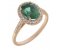 Classic claw set oval shape emerald with round diamond halo ring