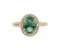 Classic claw set oval shape emerald with round diamond halo ring