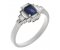Art deco emerald cut blue sapphire and baguette diamond cluster ring