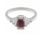 Art deco emerald cut ruby and baguette diamond cluster ring