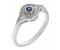 Iris art deco round blue sapphire and diamond cluster ring