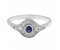 Iris art deco round blue sapphire and diamond cluster ring