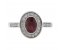 Classic rubover set oval shape ruby with round diamond halo ring