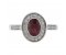 Classic rubover set oval shape ruby with round diamond halo ring