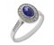 Classic rubover set oval shape blue sapphire with round diamond halo ring