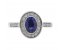 Classic rubover set oval shape blue sapphire with round diamond halo ring