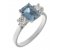 Rosaline emerald cut aquamarine and round diamond trilogy ring