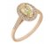 Oval natural fancy yellow Diamond | Round halo cluster Ring | Red Gold