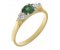 Olivia round cut emerald and round brilliant cut diamond trilogy ring