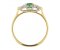 Olivia round cut emerald and round brilliant cut diamond trilogy ring