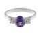 Rosaline oval shape amethyst and round brilliant cut diamond trilogy ring