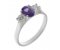 Rosaline oval shape amethyst and round brilliant cut diamond trilogy ring