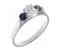 Olivia classic oval shape diamond and round blue sapphire trilogy ring