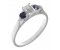 Olivia classic emerald cut diamond and round blue sapphire trilogy ring