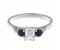 Olivia classic emerald cut diamond and round blue sapphire trilogy ring