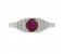 Chrysler art deco style round ruby and round diamond cluster ring