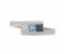 Modern princess cut diamond blue sapphire and aquamarine crossover trilogy ring