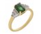 Deco step emerald cut emerald and round diamond ring