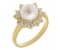 Petal pearl and round diamond halo cluster ring