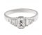 Art deco rubover radiant cut and baguette diamond engagement ring