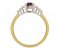 Deco step emerald cut ruby and round diamond ring