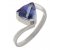Modern trillion cut tanzanite crossover ring
