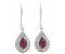 Art deco style pear shape ruby and round diamond halo earrings