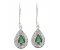 Art deco style pear shape emerald and round diamond halo earrings