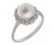 Classic round pearl and round brilliant cut diamond halo cluster ring1