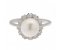 Classic round pearl and round brilliant cut diamond halo cluster ring