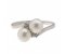 Dual round pearl and diamond crossover ring